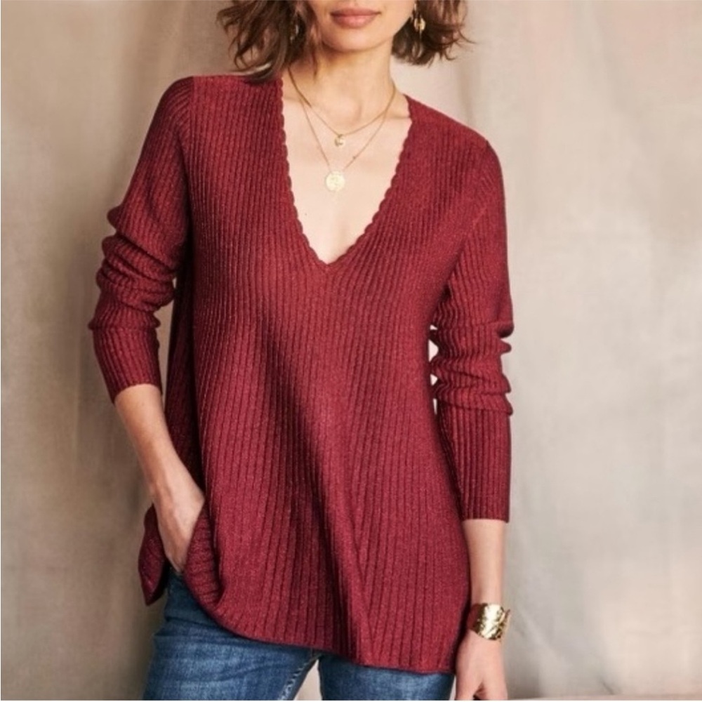 Sezane Ernestine‎ Jumper sweater in Bordeaux lurex size large